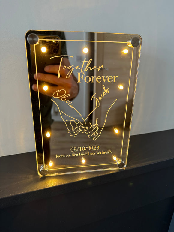 Hand in Hand Illuminated Mirror - Perfect Wedding Gift for Couples