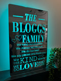 Personalised Family Rules Mirror with LED Lighting