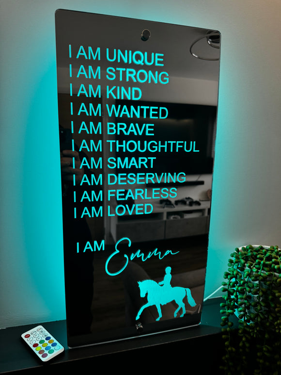 Personalised Affirmations Mirror – Perfect Gift for Horse Riders